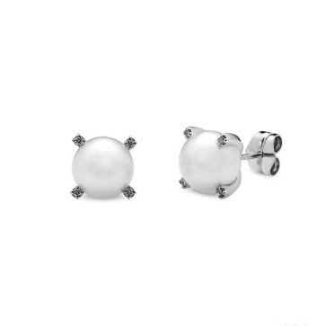 Pendientes Pendientes oro blanco,perla 9 mm y diamantes