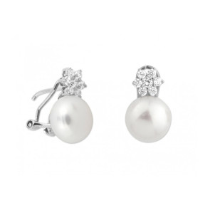 Pendientes plata, perlas y circonitas 12mm